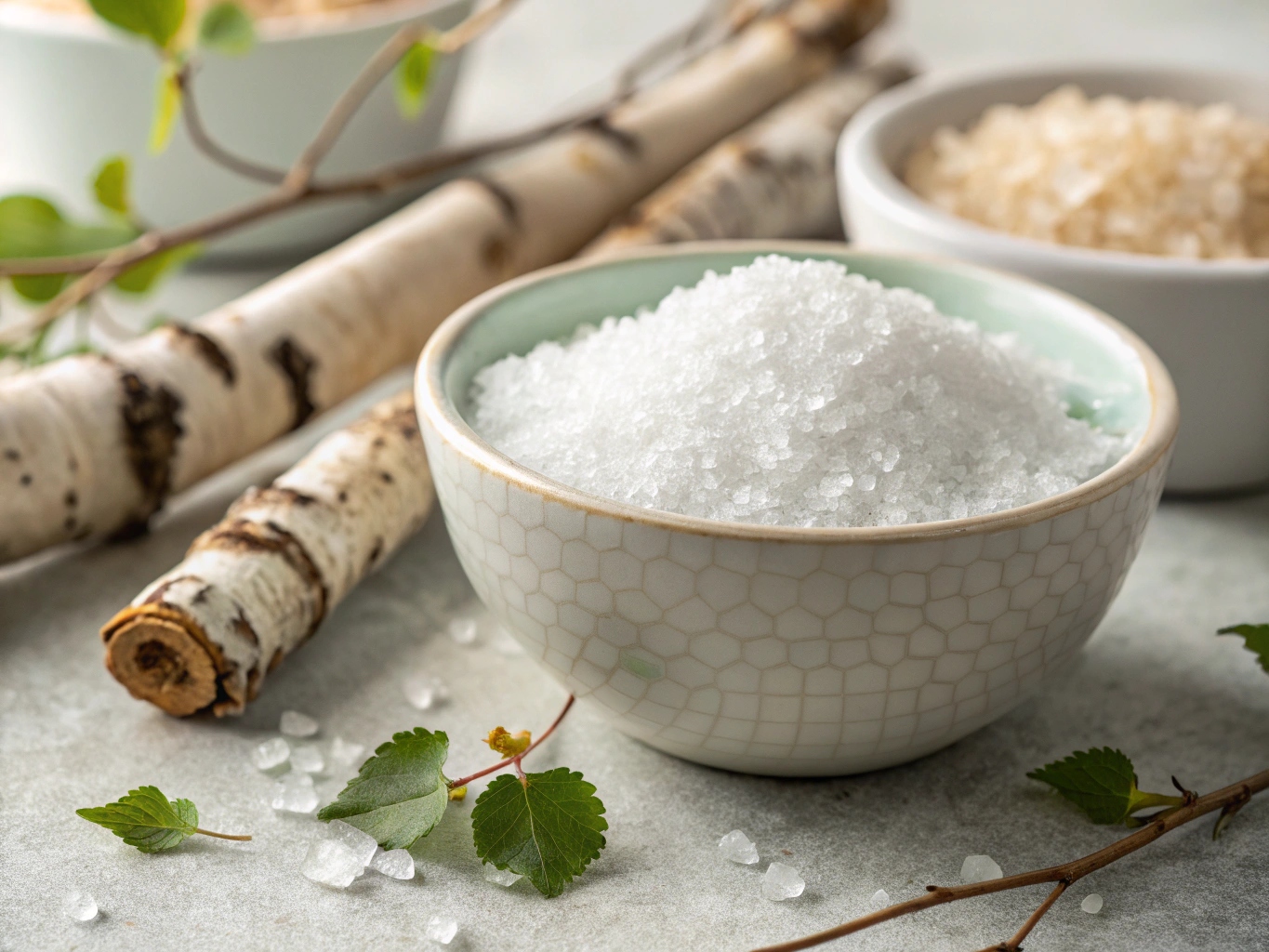 Björksocker (xylitol) i en skål